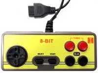 Геймпад проводной 8 bit Controller узкий разъем 9 Pin (Прямоугольный) (Желтый/Серый)