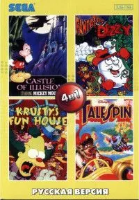 Сборник игр 4 в 1 AA-4119(RU) CASTLE OF ILLUSION / FANTASTIC DIZZY / SIMPSON / TALE SPIN Русская Версия (16 bit)