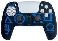 Защитный силиконовый чехол Silicone Case for Controller Playstation DualSense God of War Ragnarok (Black-Blue) Черно-Синий (PS5)