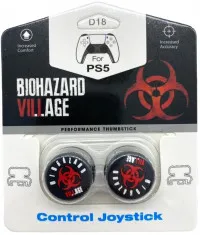 Накладки на стики для геймпада DualSense/DualShock 4 DH Resident Evil Biohazard Village\D18 (2 шт) Черно/Красный (Black/Red) (PS5/PS4)