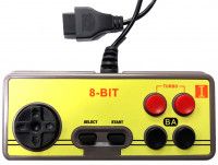 Геймпад проводной 8 bit Controller узкий разъем 9 Pin (Прямоугольный) (Желтый/Серый)