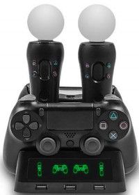Зарядная станция для 2-х геймпадов DualShock 4 и 2-х контроллеров PS Move IPLAY (HBP-118) (PS4 FAT/SLIM/PRO)