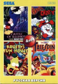 Сборник игр 4 в 1 AA-4119(RU) CASTLE OF ILLUSION / FANTASTIC DIZZY / SIMPSON / TALE SPIN Русская Версия (16 bit)