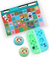 Чехол-шторка на экран + силиконовый чехол для Joy-Con + накладки на стики (Mumi Dog) (GNS-102) (Switch)