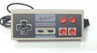 Геймпад проводной 8 bit NES Controller узкий разъем 9 Pin (Прямоугольный) (Серый/Черный)