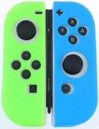 Силиконовый чехол на контроллеры Joy-Con (правый и левый) (Joy-Con Silicon Case) Салатовый/Голубой (Switch) (OEM)