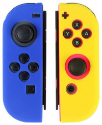 Силиконовый чехол на контроллеры Joy-Con (правый и левый) (Joy-Con Silicon Case) Синий/Желтый (Switch)