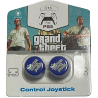 Накладки на стики для геймпада DualSense/DualShock 4 DH GTA 5\D16 (2 шт) Синий (Blue) (PS5/PS4)