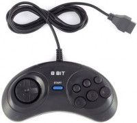 Геймпад проводной 8 bit Controller узкий разъем 9 Pin (Форма Sega) (Черный)