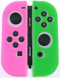 Силиконовый чехол на контроллеры Joy-Con (правый и левый) (Joy-Con Silicon Case) Розовый/Зеленый (Switch) (OEM)