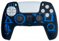 Защитный силиконовый чехол Silicone Case for Controller Playstation DualSense God of War Ragnarok (Black-Blue) Черно-Синий (PS5)