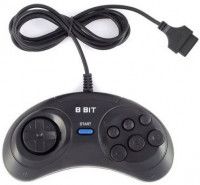Геймпад проводной 8 bit Controller широкий разъем 15 Pin (Форма Sega) (Черный)