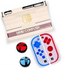 Чехол-шторка на экран + силиконовый чехол для Joy-Con + накладки на стики (Family Computer) (GNS-102) (Switch)
