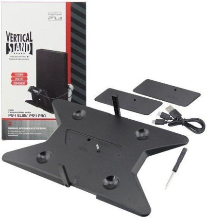  Подставка для вертикальной установки консоли + кабель для зарядки геймпадов (KJH-PS4-SLIM/PRO-01) (PS4 Slim/Pro) 