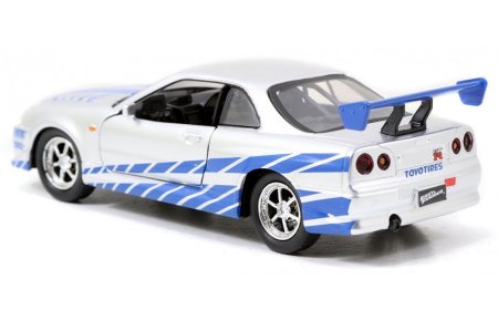  Машинка Jada Toys: 2002 Ниссан Скайлайн ГТР Р34 1:32 (2002 Nissan Skyline GTR R34 1:32) Форсаж (The Fast and the Furious) (97184) 12 см