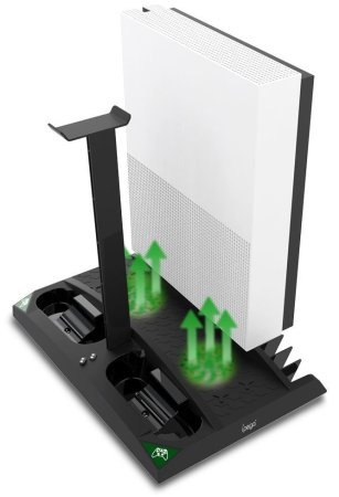 Подставка для вертикальной установки консоли + охлаждение + зарядная станция + подставка под игры + подставка под гарнитуру iPega (XB-007) (Xbox One FAT/S/X) 