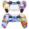 Защитный силиконовый чехол + 2 накладки на стики для геймпада Playstation DualSense Белая Радуга (PS5)