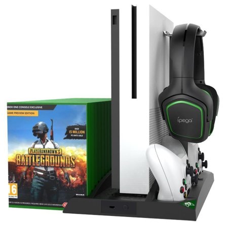 Подставка для вертикальной установки консоли + охлаждение + зарядная станция + подставка под игры + подставка под гарнитуру iPega (XB-007) (Xbox One FAT/S/X) 