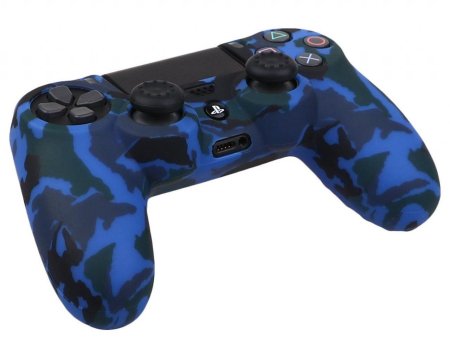  Защитный силиконовый чехол Controller Silicon Case (Non-Slip) для геймпада Sony Dualshock 4 Wireless Controller Камуфляж Черный/Синий (PS4) 