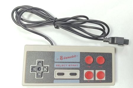 Геймпад проводной 8 bit NES Controller узкий разъем 9 Pin (Прямоугольный) (Серый/Черный) для 8 bit, Денди (Dendy)