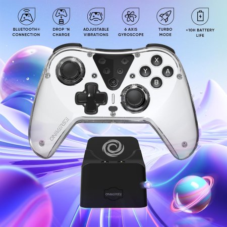 Геймпад беспроводной + зарядная станция Oniverse Astralite Controller Wireless (802948) (Smoked White) Дымный Белый (Switch/IOS/Android/PC)