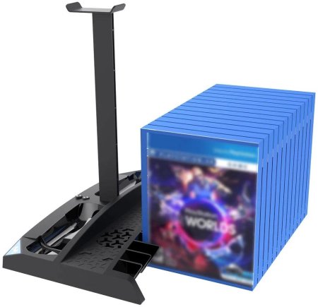  Подставка для вертикальной установки консоли + охлаждение + зарядная станция для 2-х геймпадов + держатель для дисков и наушников 6 в 1 iPega (PG-P4009) (PS4 FAT/SLIM/PRO) 