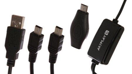  Зарядный кабель для 2-х мобильных устройств/игровых геймпадов (Mini USB) (Android/PS3/PS4) 