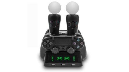  Зарядная станция для 2-х геймпадов DualShock 4 и 2-х контроллеров PS Move IPLAY (HBP-118) (PS4 FAT/SLIM/PRO) 