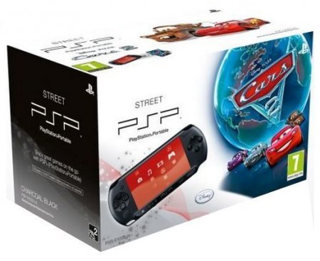   Sony PlayStation Portable Street PSP E1008 Black RUS (׸) +   2 (Cars)  