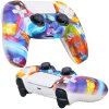 Защитный силиконовый чехол + 2 накладки на стики для геймпада Playstation DualSense Белая Радуга (PS5)
