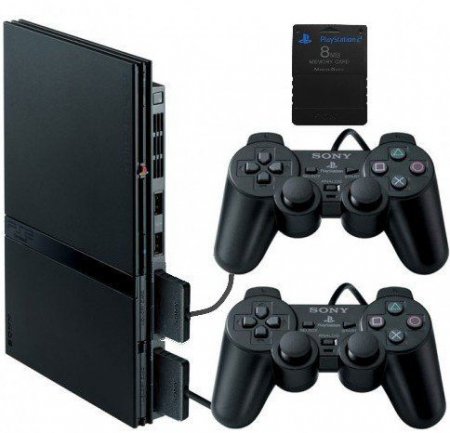   Sony PlayStation 2 Slim (SCPH-90008)  + 2  +   (PS2) Sony PS2