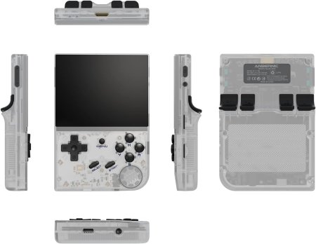 Портативная игровая приставка Anbernic RG35XX 64 Гб (5000 в 1) + 5000 встроенных игр Прозрачный белый (Transparent White) для 8 bit, Денди (Dendy)