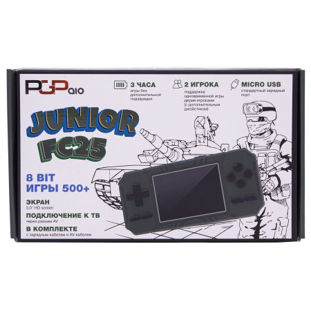 Портативная игровая приставка 8 bit PGP AIO Junior FC25b (500 в 1) + 500 встроенных игр (Зеленый) для 8 bit, Денди (Dendy)