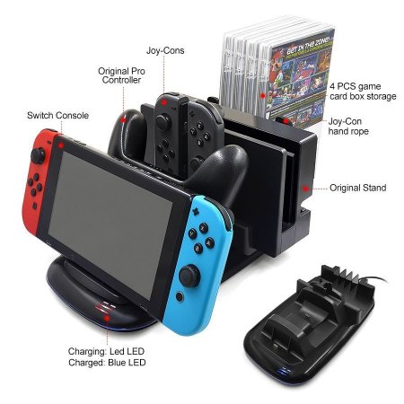 Подставка для вертикальной установки консоли + зарядная станция + держатель для картриджей SND (MIMD-425) (Switch/Switch Lite)