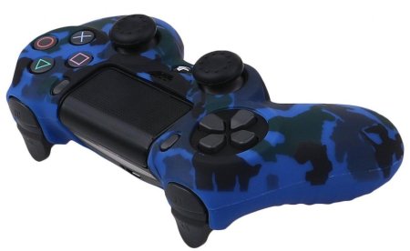  Защитный силиконовый чехол Controller Silicon Case (Non-Slip) для геймпада Sony Dualshock 4 Wireless Controller Камуфляж Черный/Синий (PS4) 