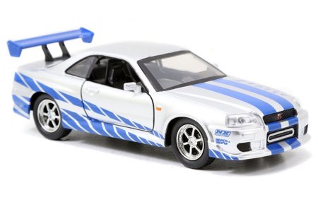  Машинка Jada Toys: 2002 Ниссан Скайлайн ГТР Р34 1:32 (2002 Nissan Skyline GTR R34 1:32) Форсаж (The Fast and the Furious) (97184) 12 см