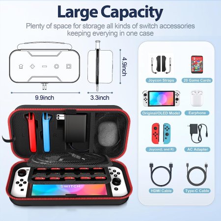 Чехол-сумка Carry Case Oivo (IV-SW188) Red (Красный) (Switch/Switch OLED)