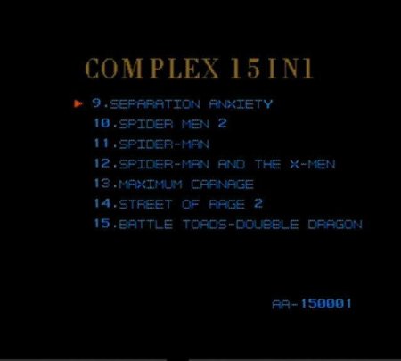 Сборник игр 15 в 1 AA-150001 MK 1,2,3,3 ULT,5,8 / BARE RNUCKLE 1,3 / SPIDER MAN 1,2,3 Русская Версия (16 bit) 