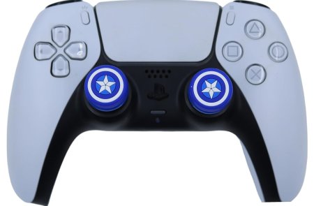 Накладки на стики для геймпада DualSense FPS Captain America\D6 (синий) (2 шт) (PS5/PS4)