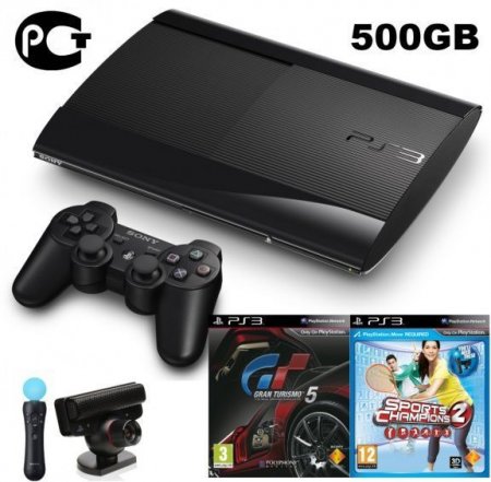   Sony PlayStation 3 Super Slim (500 Gb) Rus Black Move Starter Pack (  PlayStation Move +  PlayStation Eye) + Sony PS3