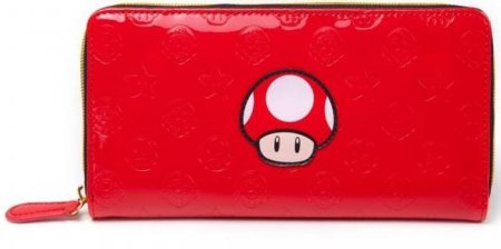   Difuzed: Nintendo: Mushroom Allaround Zipper Bifold Girls Wallet