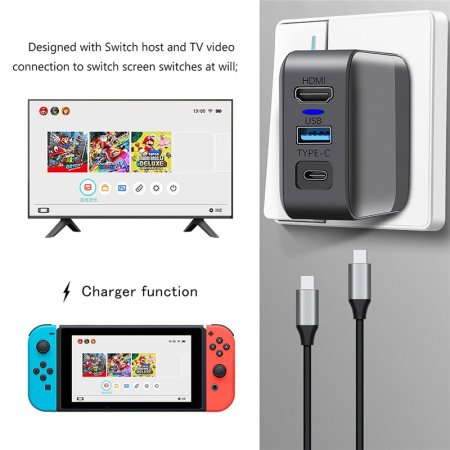 Зарядная док-станция + подключение к ТВ + адаптер + кабель USB C (171517) (Switch/Switch Lite/Android)