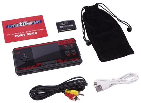 Купить Портативная игровая приставка Retro Genesis Port 3000 (4000 в 1) + 4000 встроенных игр (Черный/Красный) для PC