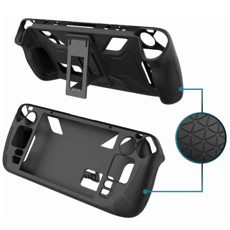 Чехол с подставкой для Valve Steam Deck Silicon Case (GP-823) Черный (Black) 