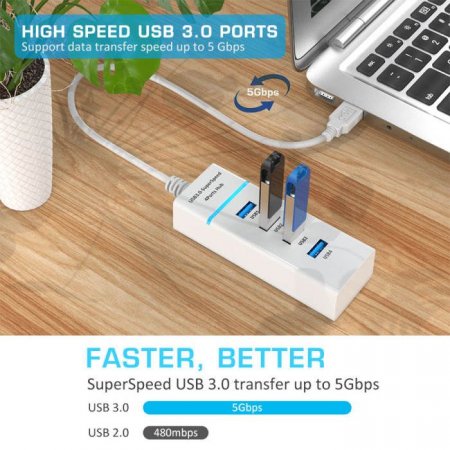   USB 3.0 Super Speed 4 Ports Hub OIVO (IV-P5223) (PS4/PS5/Xbox One/Series X/S/PC) 