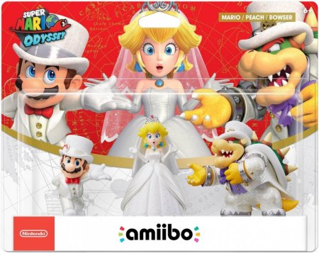 Amiibo: Комплект фигурок: Боузер (Bowser Wedding Outfit) + Пич (Peach Wedding Outfit) + Марио (Mario Wedding Outfit) (Super Mario Odyssey Collection) от Nintendo Switch