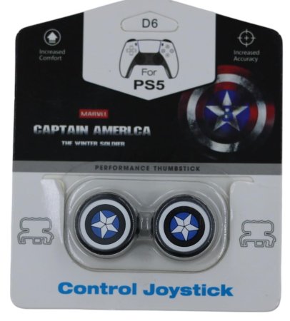 Накладки на стики для геймпада DualSense FPS Captain America\D6 (чёрный) (2 шт) (PS5/PS4)